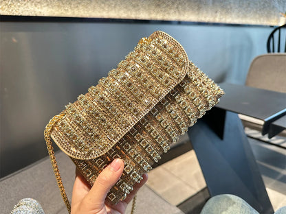 JIOMAY Glamorous Wallets for Women Luxury Designer Bags Diamond Shoulder Bag Women Party Bag Portable Messenger Bag Gold Bag
