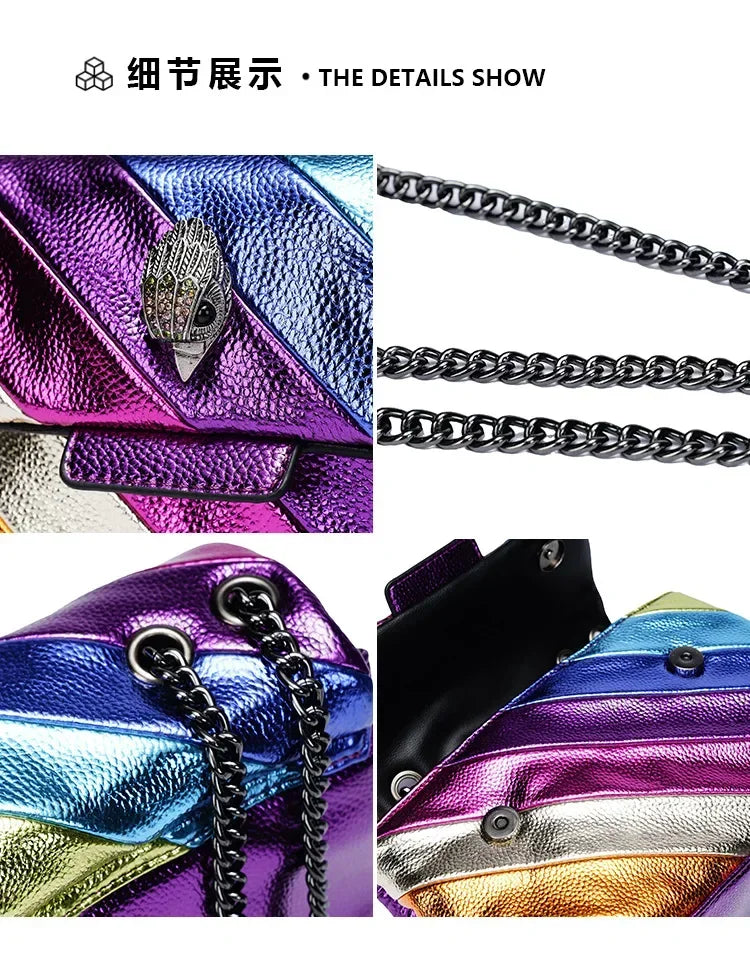 Rainbow Handbag Patchwork Crossbody Bag Shoulder Bag Women's Brand Designer Fashion Trend Luxury Handbag PU Shoulder Bag