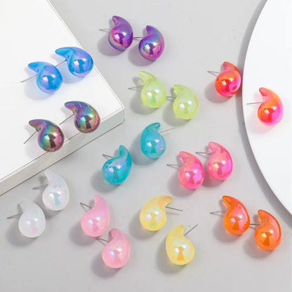 Luxury Crystal Acrylic Chunky Waterdrop Hoop Earrings Dupes for Women Colorful Dome Teardrop Stud Earrings Fashion Jewelry Gifts