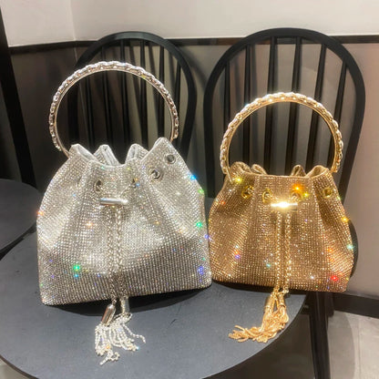 purses and handbags bags for women luxury Designer bucket clutch purse evening banquet bag Crystal rhinestone shoulder bag