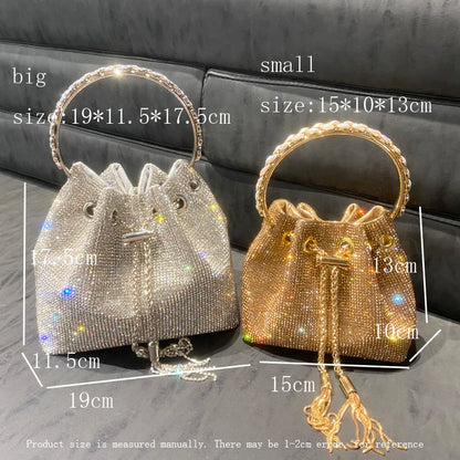 purses and handbags bags for women luxury Designer bucket clutch purse evening banquet bag Crystal rhinestone shoulder bag