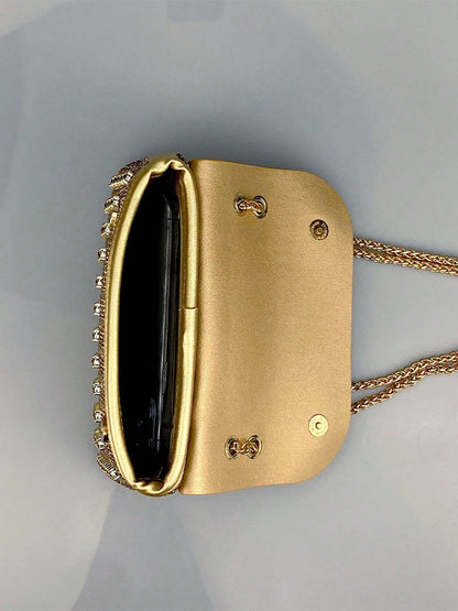 JIOMAY Glamorous Wallets for Women Luxury Designer Bags Diamond Shoulder Bag Women Party Bag Portable Messenger Bag Gold Bag