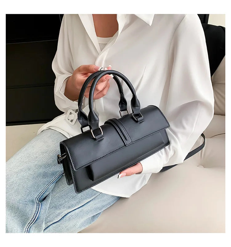 Stylish Rectangle Box Designer Small Square Portable Handbag Messenger Shoulder High Quality Women Leather Bag Purse