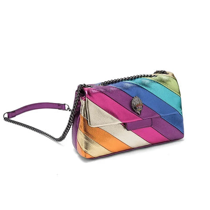 Rainbow Handbag Patchwork Crossbody Bag Shoulder Bag Women's Brand Designer Fashion Trend Luxury Handbag PU Shoulder Bag