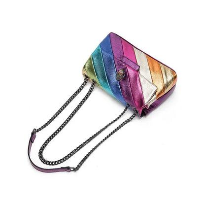 Rainbow Handbag Patchwork Crossbody Bag Shoulder Bag Women's Brand Designer Fashion Trend Luxury Handbag PU Shoulder Bag