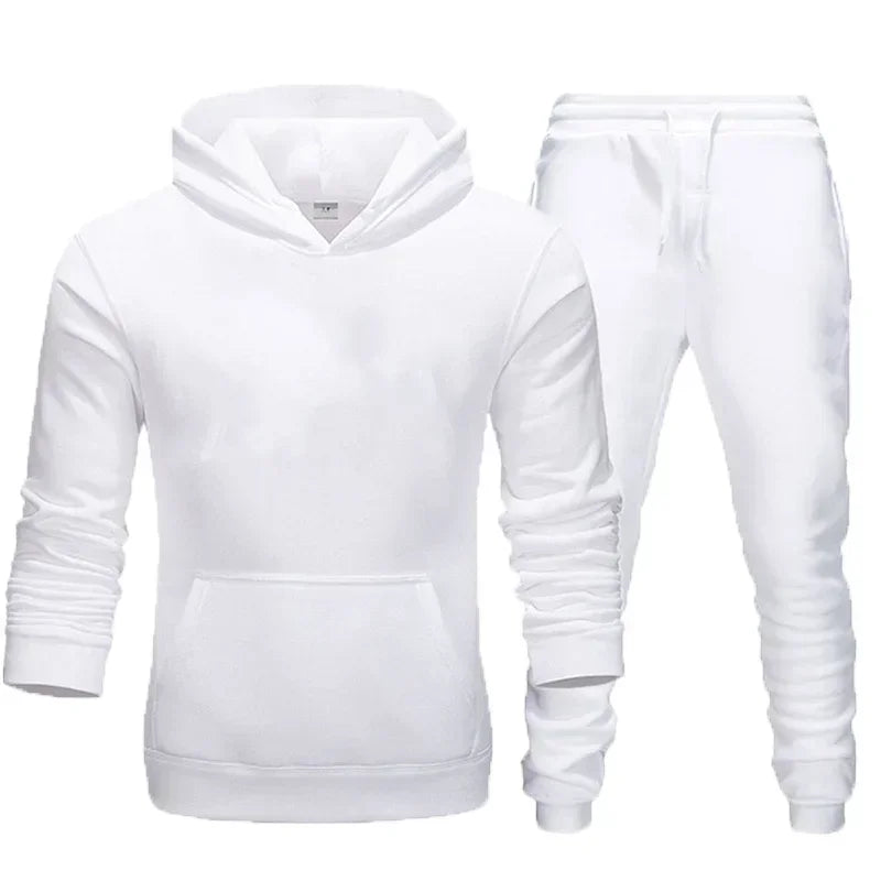 Basic Men/Women 2Pcs/Sets Sweatshirt Hoodies Pants 2023 Male Gyms Fitness Tops Joggers Sportswear Tracksuits