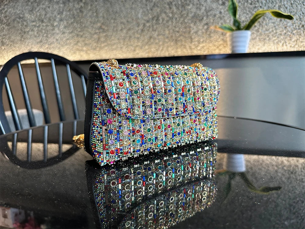 JIOMAY Glamorous Wallets for Women Luxury Designer Bags Diamond Shoulder Bag Women Party Bag Portable Messenger Bag Gold Bag