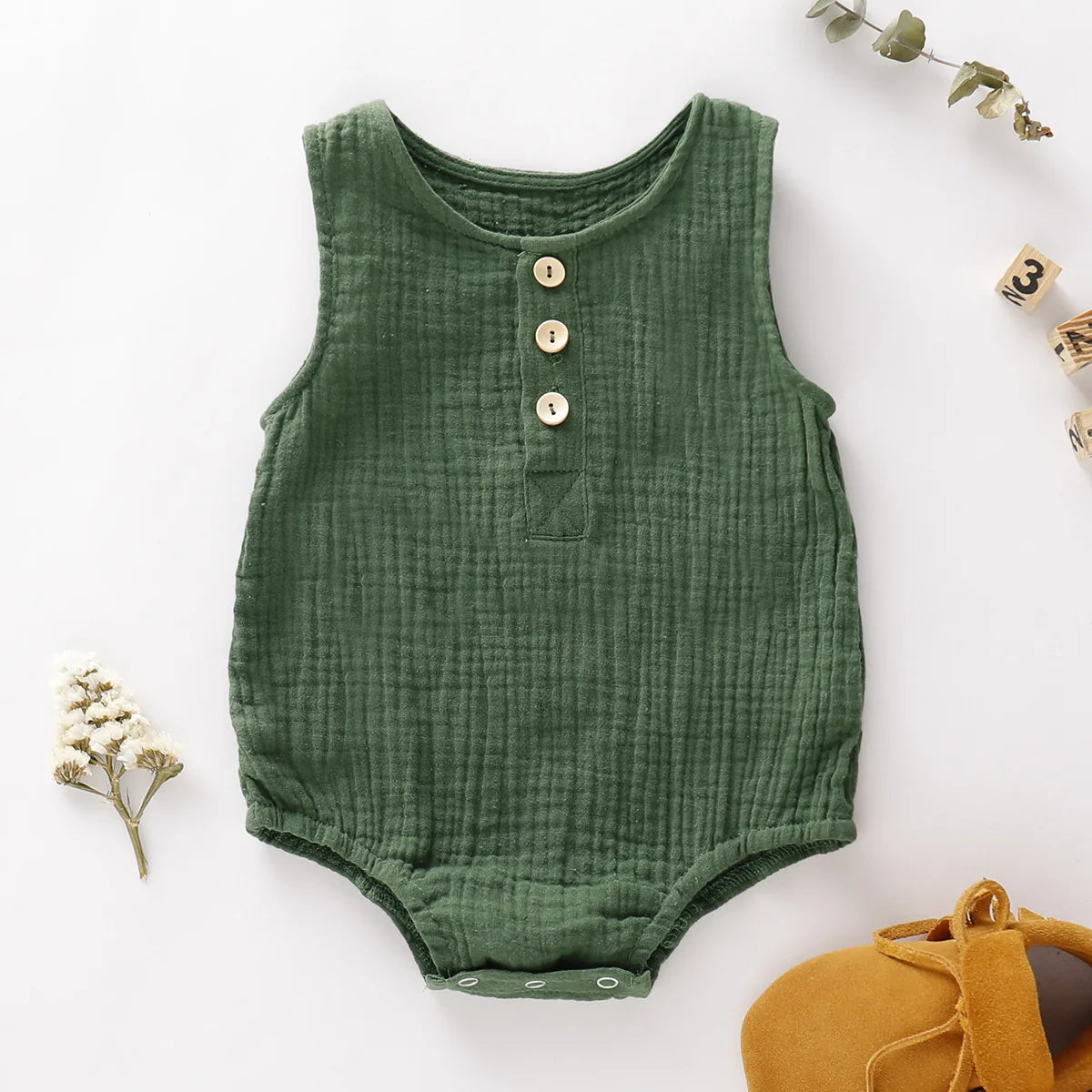 Summer Newborn Infant Baby Boys Girls Romper Muslin Jumpsuits Sleeveless Newborn Rompers Fashion Baby Clothing