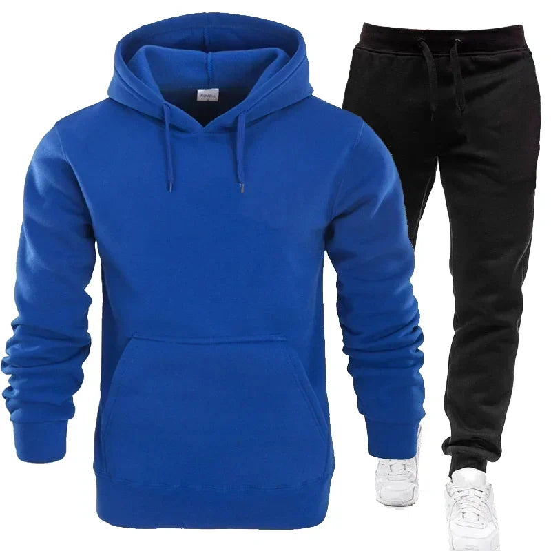 Basic Men/Women 2Pcs/Sets Sweatshirt Hoodies Pants 2023 Male Gyms Fitness Tops Joggers Sportswear Tracksuits