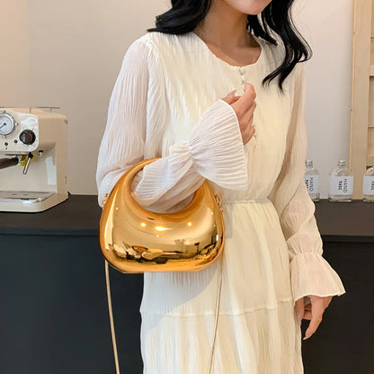 Clutch Bags For Women 2024 Luxury Designer Purses And Handbags Golden Wedding Dinner Party Round Handle Wrist Bag