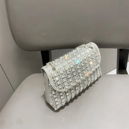 JIOMAY Glamorous Wallets for Women Luxury Designer Bags Diamond Shoulder Bag Women Party Bag Portable Messenger Bag Gold Bag