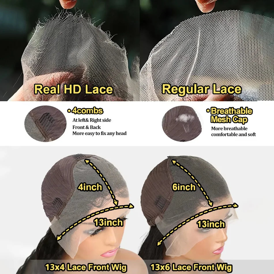 30 40 Inch 200 Density 13x6 Body Wave Lace Frontal Human Hair Wig Brazilian 13x4 HD Lace Frontal Human Hair Wigs For Women