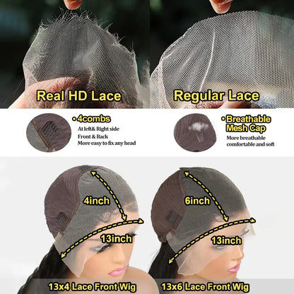 30 40 Inch 200 Density 13x6 Body Wave Lace Frontal Human Hair Wig Brazilian 13x4 HD Lace Frontal Human Hair Wigs For Women