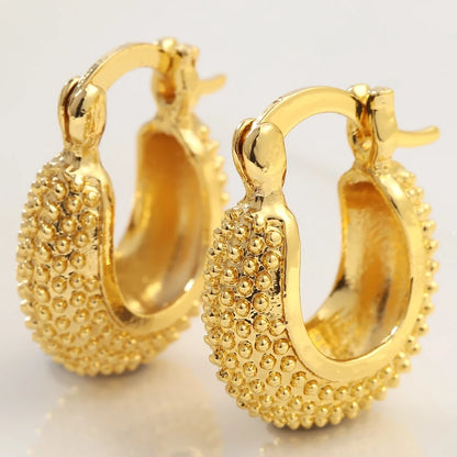 Fashion Round Gold Plated Copper Hoop Earrings for Women New Vintage Jewelry Wedding Anniversary Party Gifts Acessories