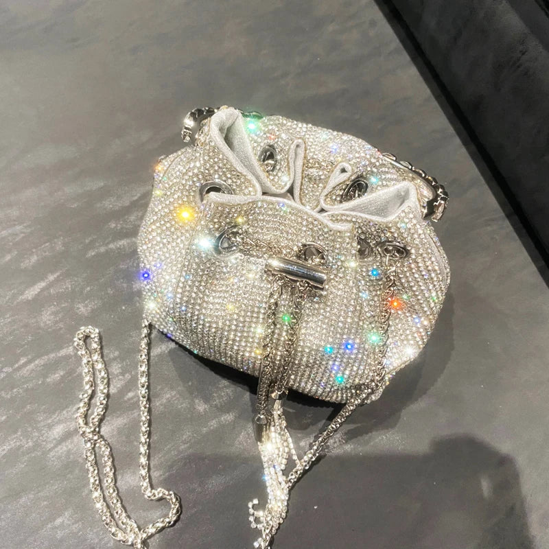 purses and handbags bags for women luxury Designer bucket clutch purse evening banquet bag Crystal rhinestone shoulder bag