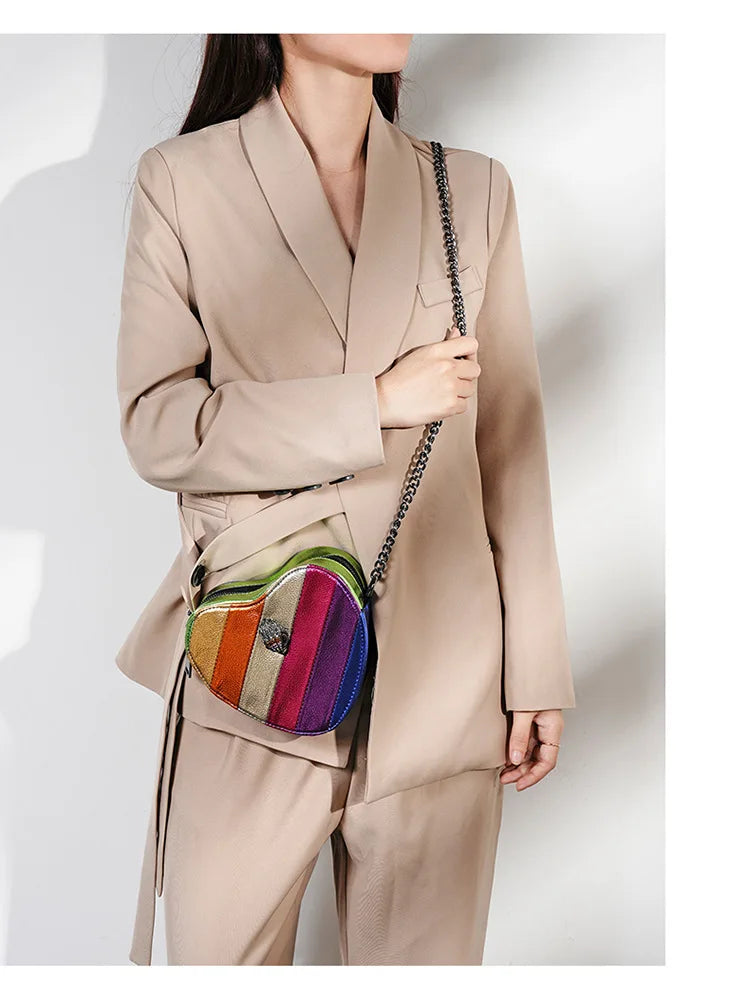 KURT GEIGER New Shoulder Bag Contrast Rainbow Splice Crossbody Bag British Brand Designer Handbag Fashion Trend Women's Bag