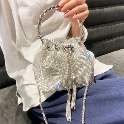 purses and handbags bags for women luxury Designer bucket clutch purse evening banquet bag Crystal rhinestone shoulder bag