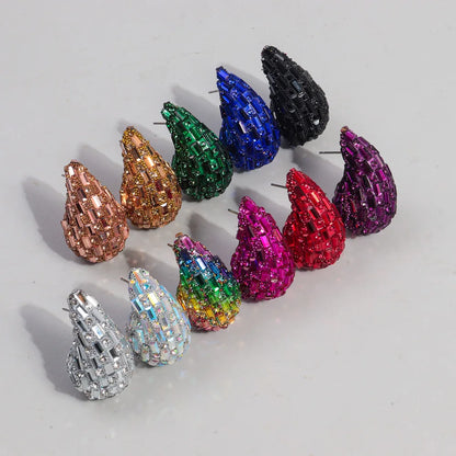 Luxury Crystal Acrylic Chunky Waterdrop Hoop Earrings Dupes for Women Colorful Dome Teardrop Stud Earrings Fashion Jewelry Gifts