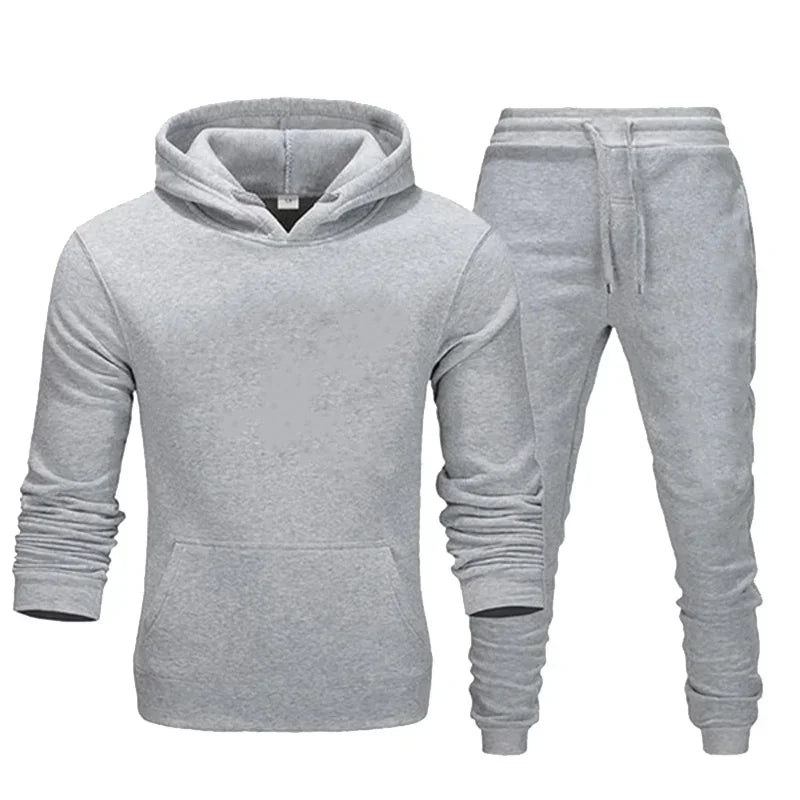 Basic Men/Women 2Pcs/Sets Sweatshirt Hoodies Pants 2023 Male Gyms Fitness Tops Joggers Sportswear Tracksuits