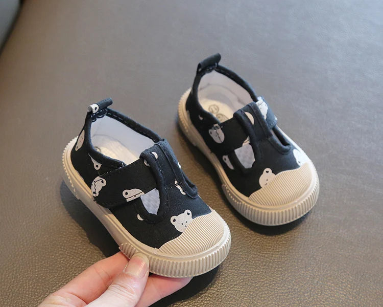 Square Mouth Boys/Girls' Casual Shoes Spring Cartoon Soft Sole Walking Shoes Boys/Girls Small Children Shoe TPR Sole Canvas Shoe