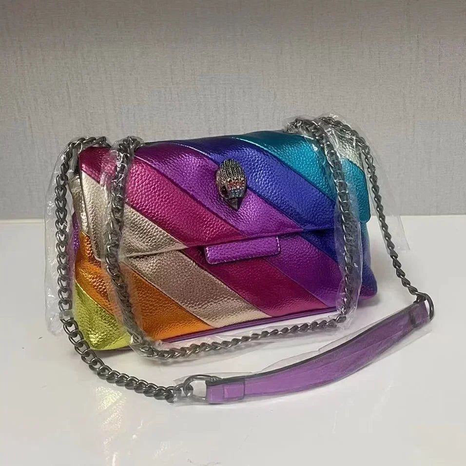 Rainbow Handbag Patchwork Crossbody Bag Shoulder Bag Women's Brand Designer Fashion Trend Luxury Handbag PU Shoulder Bag