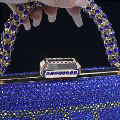 Popular In Nigeria Exquisite Evening Bags With Diamond Design Fashion Handle Clutch Rhinestone Embellished Long Chain Bag