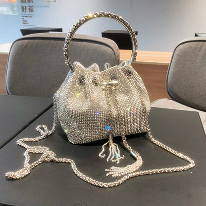 purses and handbags bags for women luxury Designer bucket clutch purse evening banquet bag Crystal rhinestone shoulder bag