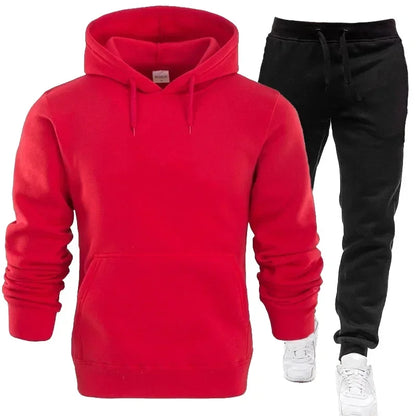 Basic Men/Women 2Pcs/Sets Sweatshirt Hoodies Pants 2023 Male Gyms Fitness Tops Joggers Sportswear Tracksuits