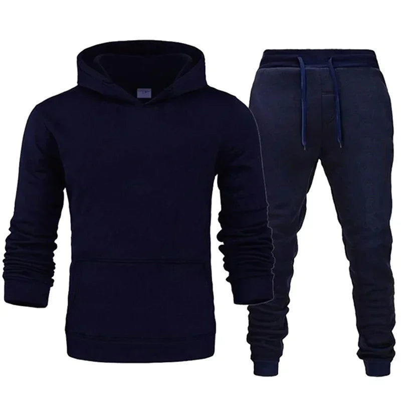 Basic Men/Women 2Pcs/Sets Sweatshirt Hoodies Pants 2023 Male Gyms Fitness Tops Joggers Sportswear Tracksuits