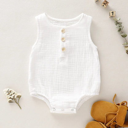 Summer Newborn Infant Baby Boys Girls Romper Muslin Jumpsuits Sleeveless Newborn Rompers Fashion Baby Clothing