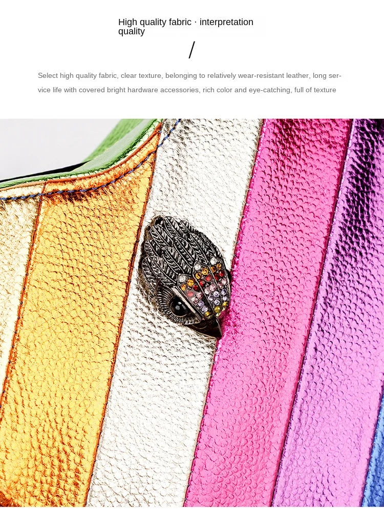 KURT GEIGER New Shoulder Bag Contrast Rainbow Splice Crossbody Bag British Brand Designer Handbag Fashion Trend Women's Bag