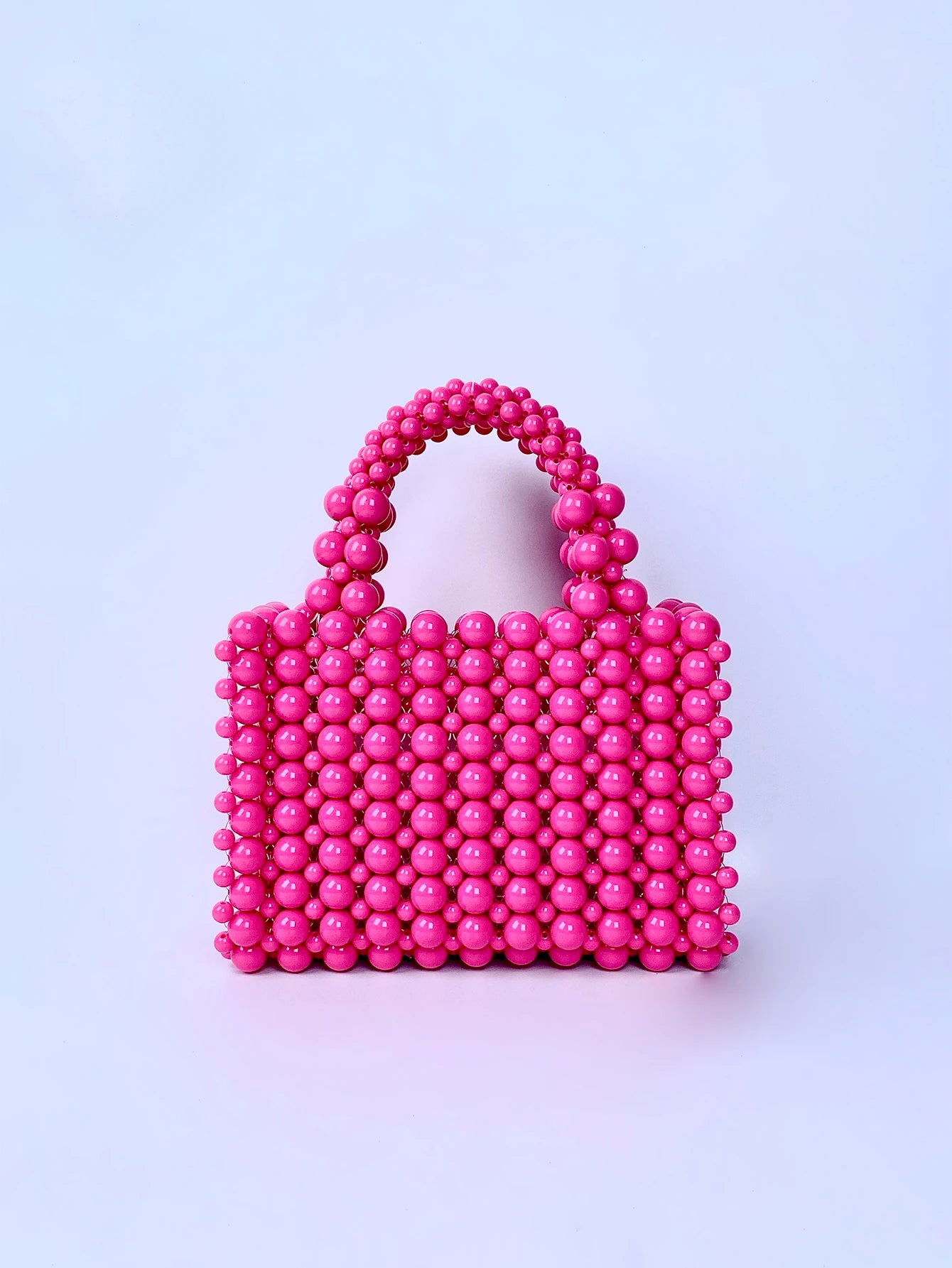 New French High Quality Acrylic Pearl Bag Women's Handmade Beaded Weaving Fresh and Sweet Handbag