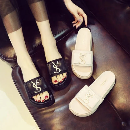 Women Slippers Design Slides Fashion Letters Open Toes Ladies Shoes Casual Slipper Indoor Non-slip Slippers