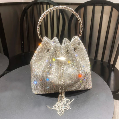 purses and handbags bags for women luxury Designer bucket clutch purse evening banquet bag Crystal rhinestone shoulder bag