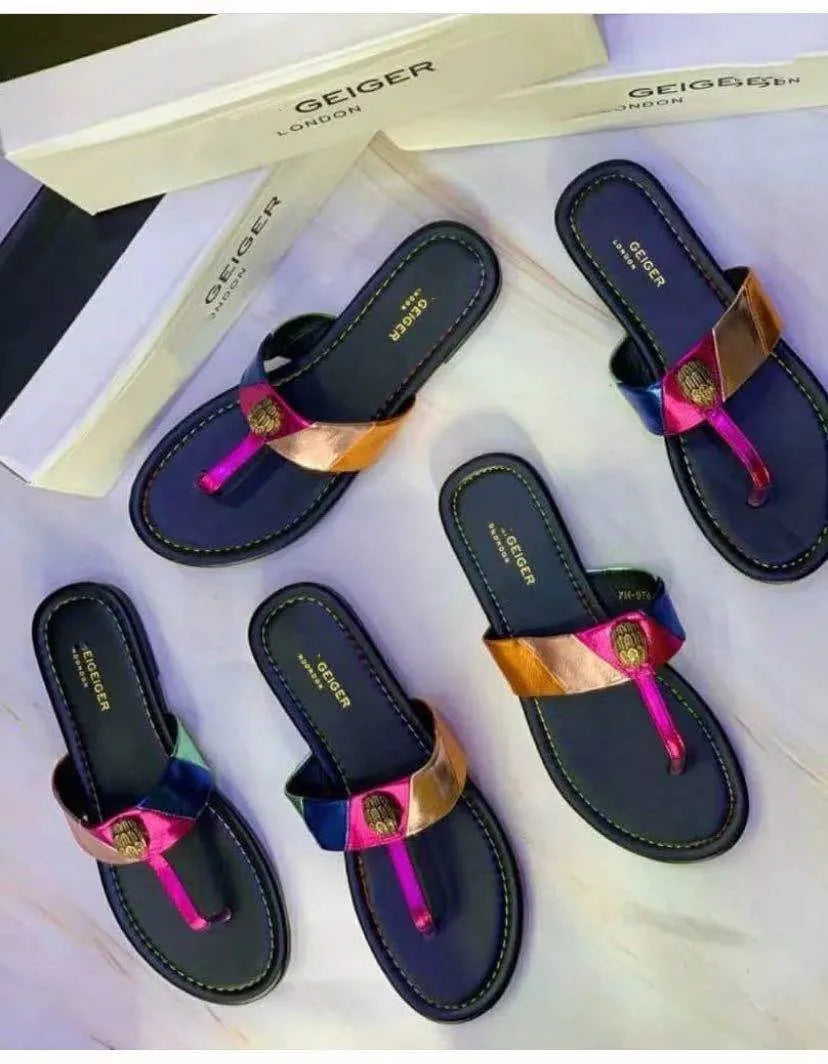 Fashion Ladies Sandals Flat Beach Casual Women Slippers Color Matching Indoor Slides