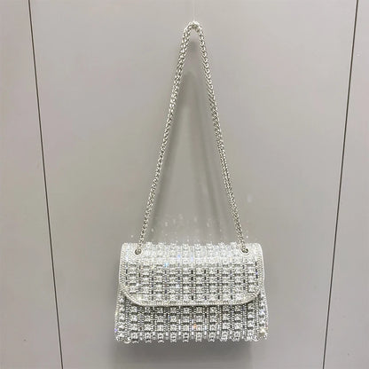 JIOMAY Glamorous Wallets for Women Luxury Designer Bags Diamond Shoulder Bag Women Party Bag Portable Messenger Bag Gold Bag