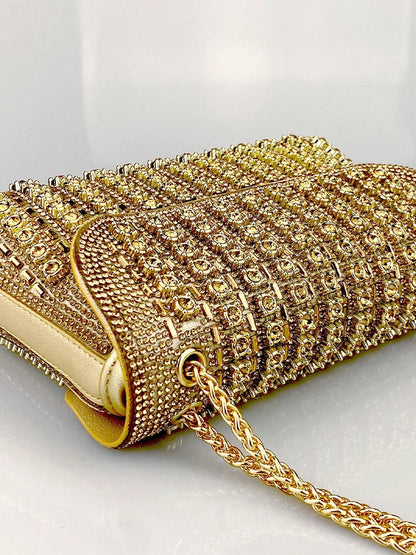JIOMAY Glamorous Wallets for Women Luxury Designer Bags Diamond Shoulder Bag Women Party Bag Portable Messenger Bag Gold Bag