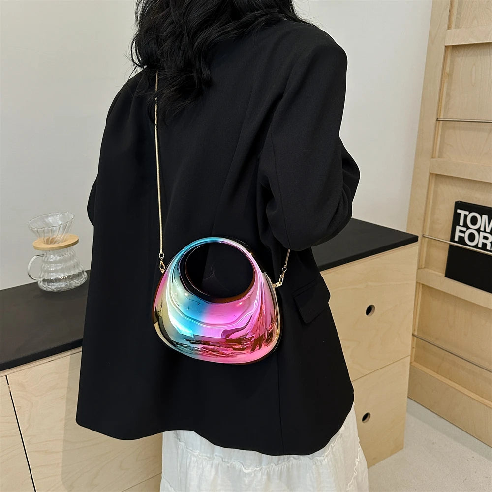 Clutch Bags For Women 2024 Luxury Designer Purses And Handbags Golden Wedding Dinner Party Round Handle Wrist Bag