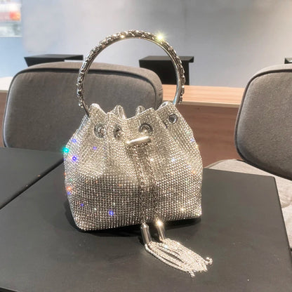 purses and handbags bags for women luxury Designer bucket clutch purse evening banquet bag Crystal rhinestone shoulder bag