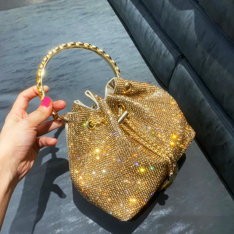 purses and handbags bags for women luxury Designer bucket clutch purse evening banquet bag Crystal rhinestone shoulder bag