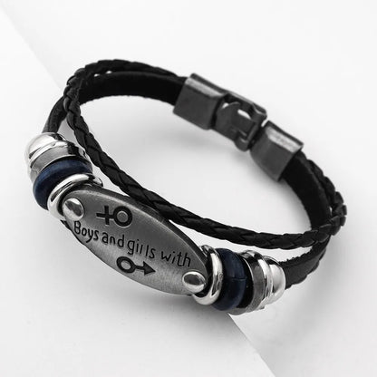 Multi-Layer Leather Woven Men's and Women's Logo Beaded Bracelets Glamour Couple Bracelets Fashion New Party Jewelry Accessories