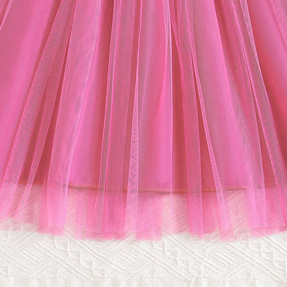 Summer Girl Dress Print Rose Petal sleeve Gauze Dress & Belt Casual Vacation Style Birthday Party Clothes For 8-12 Years Kids