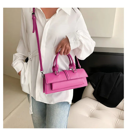 Stylish Rectangle Box Designer Small Square Portable Handbag Messenger Shoulder High Quality Women Leather Bag Purse