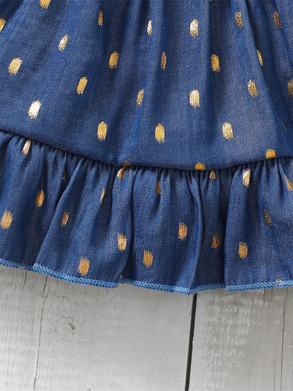 3-24Months Infant Baby Girl Golden Dot Slip Blue Dress Toddler Girl Summer Fashion Party Princess Dresses with Headband 2Pcs Set