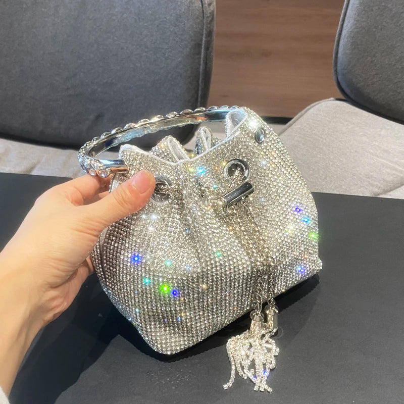 purses and handbags bags for women luxury Designer bucket clutch purse evening banquet bag Crystal rhinestone shoulder bag