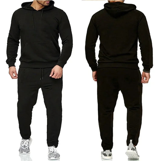 Basic Men/Women 2Pcs/Sets Sweatshirt Hoodies Pants 2023 Male Gyms Fitness Tops Joggers Sportswear Tracksuits