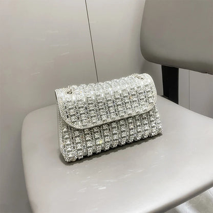 JIOMAY Glamorous Wallets for Women Luxury Designer Bags Diamond Shoulder Bag Women Party Bag Portable Messenger Bag Gold Bag