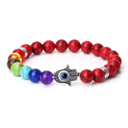 Spacer Bergamot Alloy Spacer Evil Eyes Elastic Bracelet Colorful Stone Bead