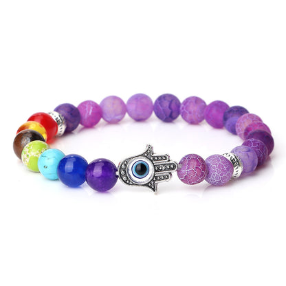 Spacer Bergamot Alloy Spacer Evil Eyes Elastic Bracelet Colorful Stone Bead