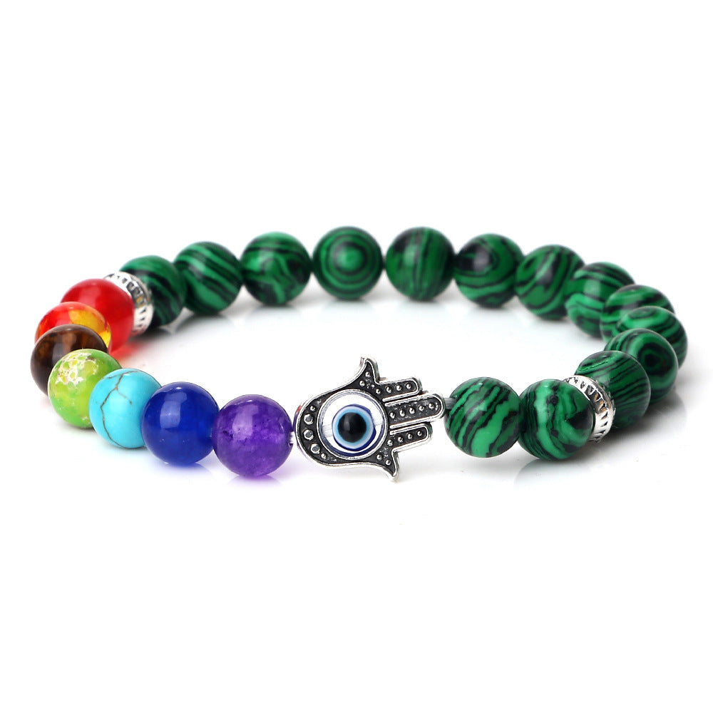 Spacer Bergamot Alloy Spacer Evil Eyes Elastic Bracelet Colorful Stone Bead